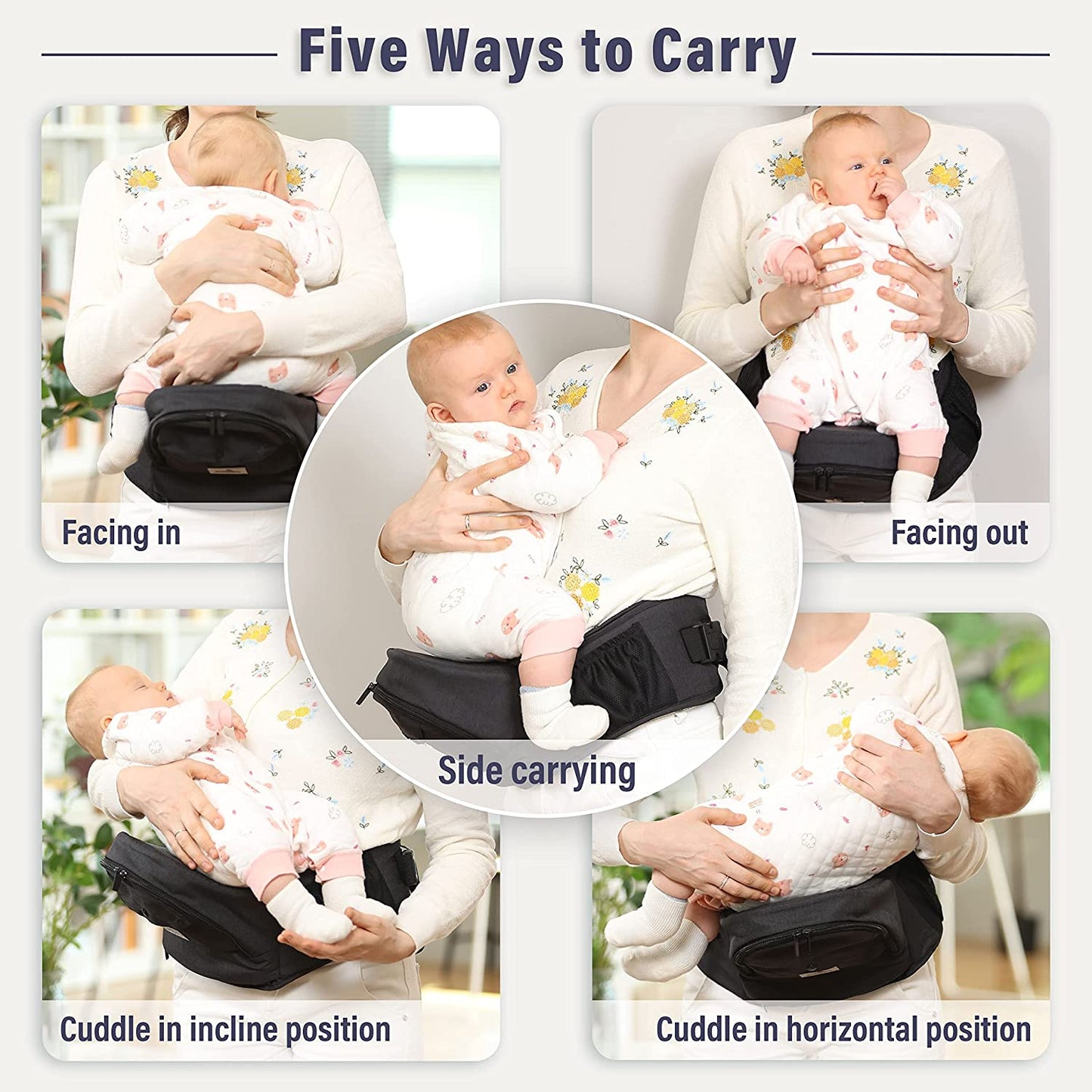Baby Hip Seat Carrier, Toddler Carrier for Child Infant with Adjustable Long Waistband, Various Pockets, and Ergonomic No-Slipped Seat Perfect for 8-66lbs All-seasons