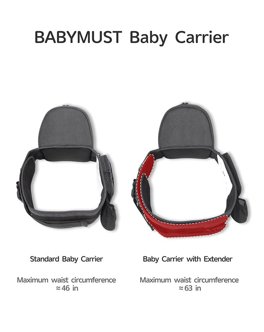 BABYMUST Baby Carrier Extenders, Adjustable Waistband with Buckle, Waist Extension Belt for Plus Size Mom and Dad Man up to 63 inches, Compatible with BABYMUST Baby Carrier & Common Baby Carriers