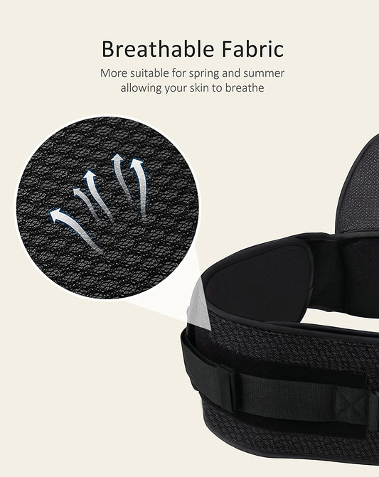 Baby Carrier, BABYMUST Toddler Carrier (up to 66lbs), with Hip Seat&Adjustable Waistband&Various Pockets, Black Ergonomic Carrier, Spring/Summer Style