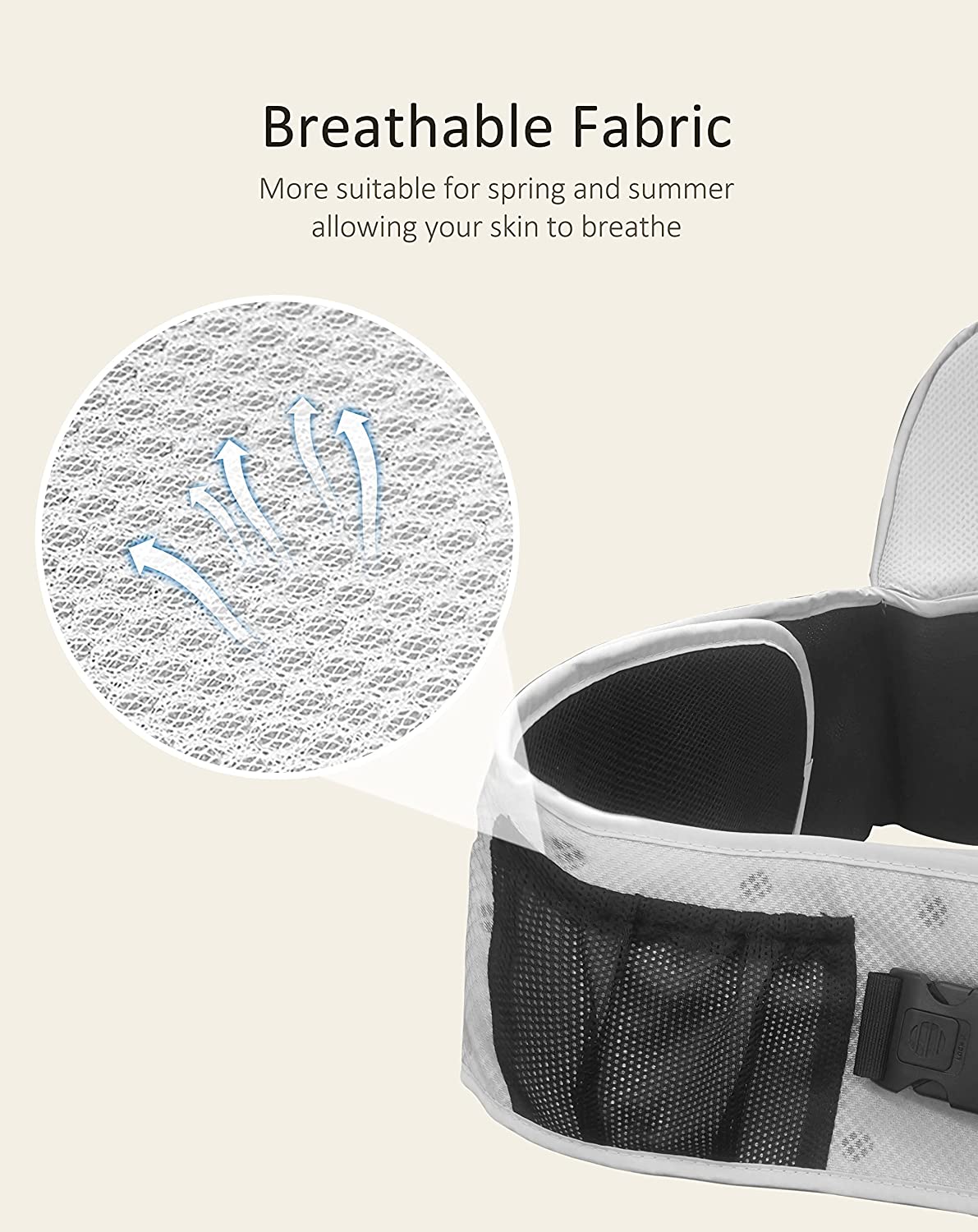 Baby Carrier, BABYMUST Toddler Carrier (up to 66lbs), with Hip Seat&Adjustable Waistband&Various Pockets, Grey Ergonomic Carrier, Spring/Summer Style