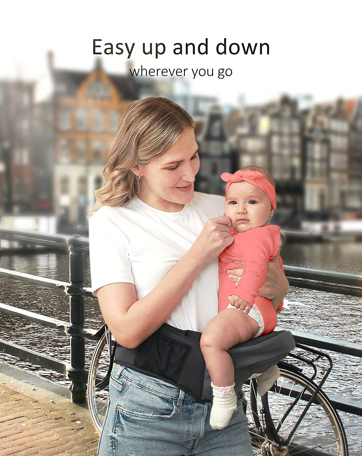 Baby Carrier, BABYMUST Toddler Carrier (up to 66lbs), with Hip Seat&Adjustable Waistband&Various Pockets, Black Ergonomic Carrier, Spring/Summer Style